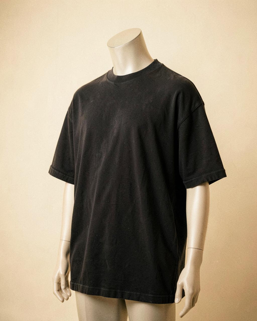 CORE 002 Mood Tee in Washed Black, shown straight on